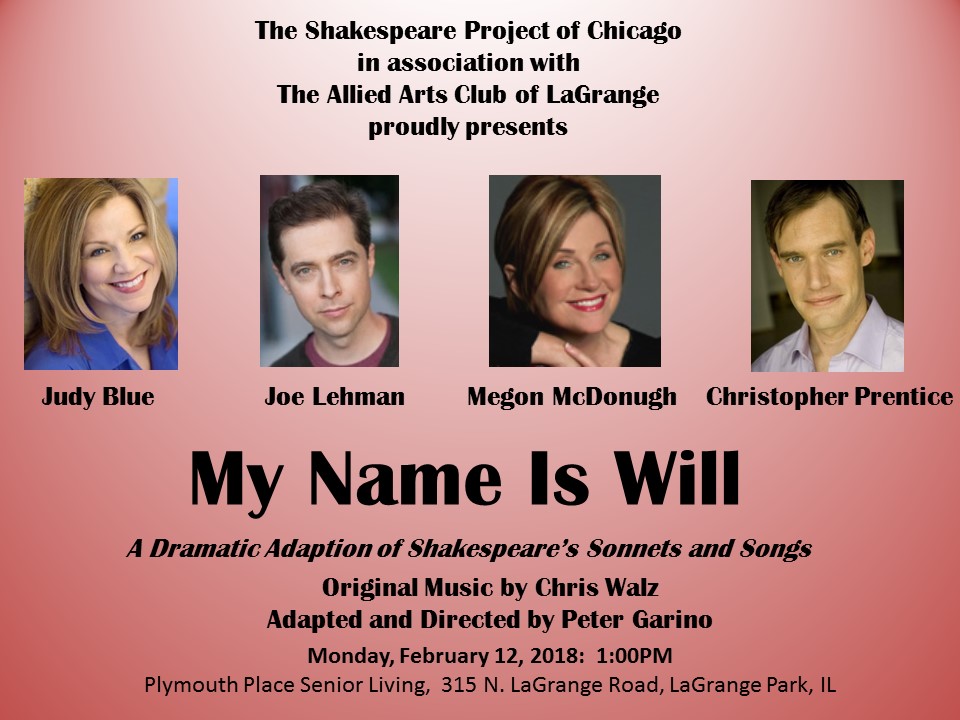 My Name Is Will 2018 poster for The Shakespeare Project of Chicago